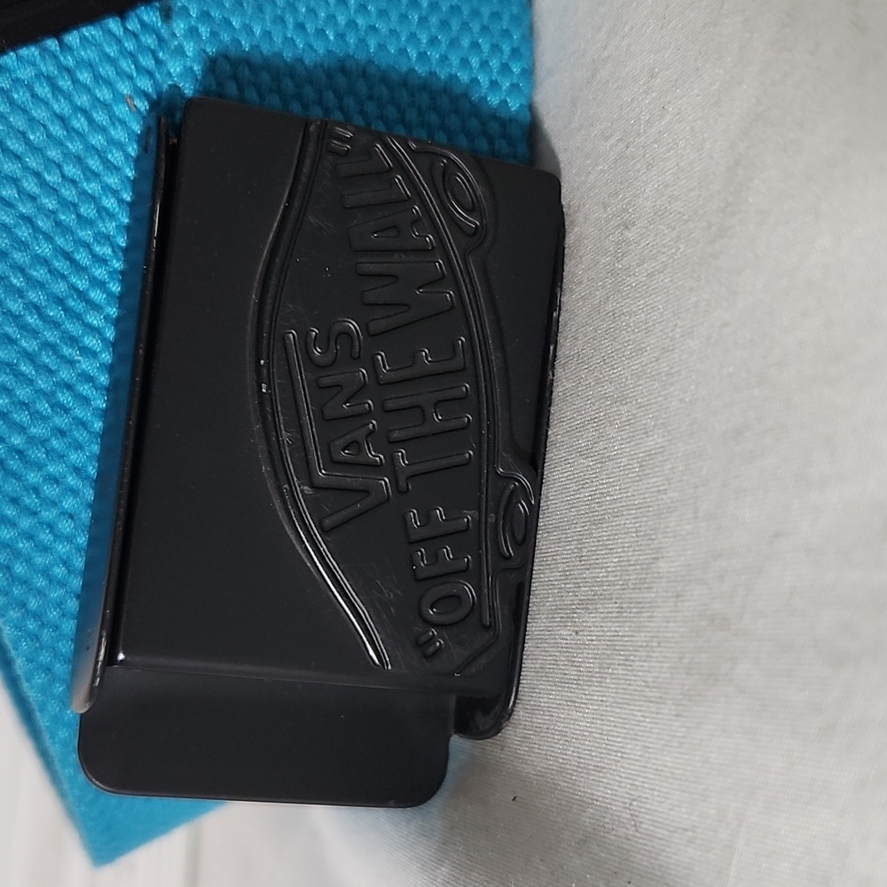 Vans Off The Wall Aqua Metal Belt Buckle Solid Brass Vintage Belt - Picture 2 of 4
